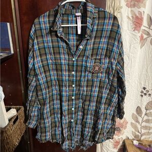 SOLD Savage X Fenty Multicolor Plaid PJ Shirt